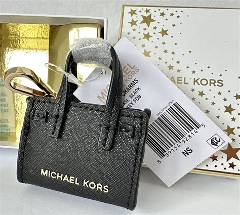 New In Box Michael Kors Black Dillon Satchel Key Charms For